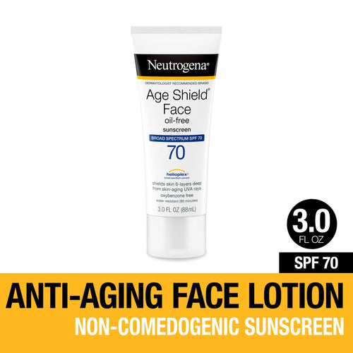 Age Shield Face Oil-Free Sunscreen, SPF 70 Sunblock, 3 Fl Oz